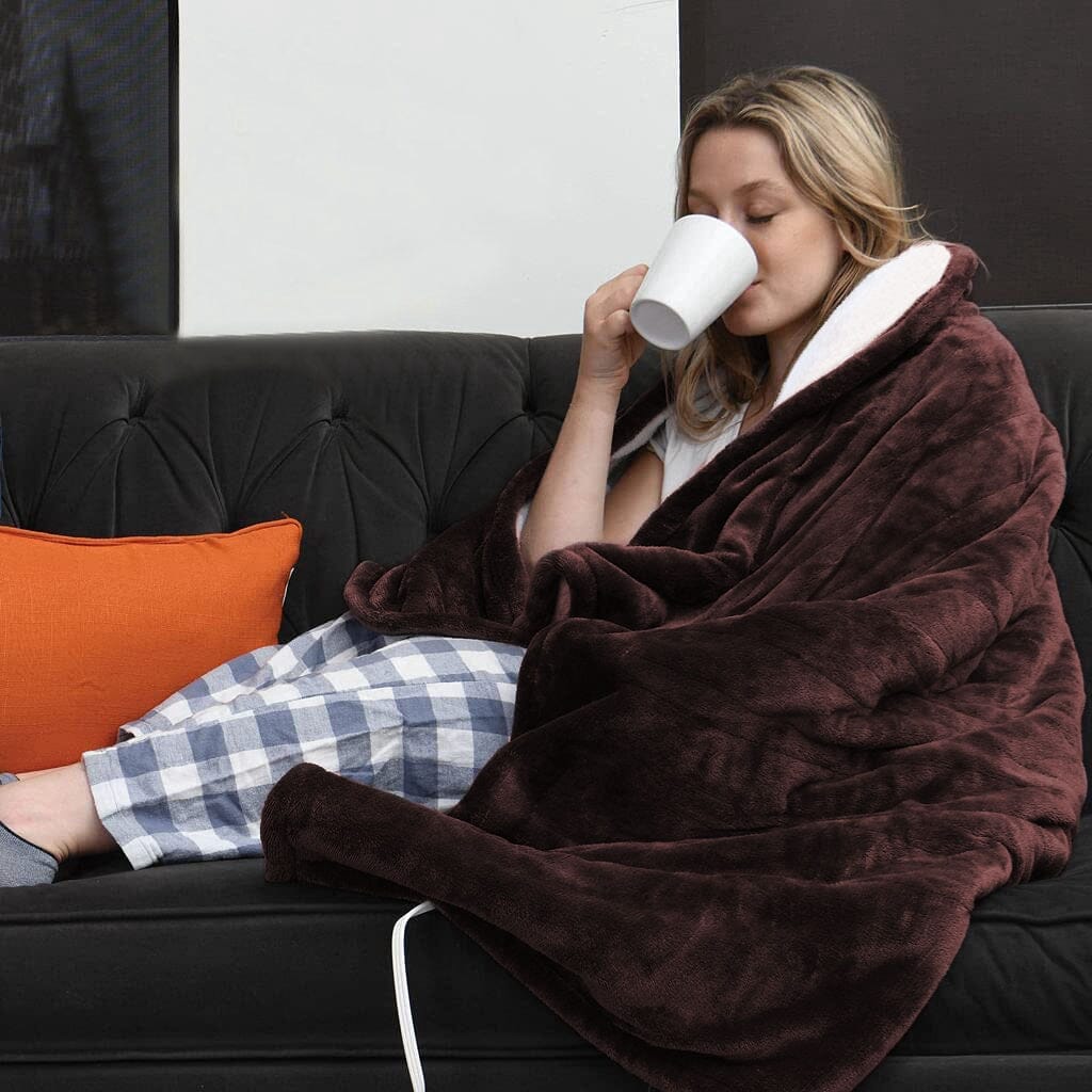 CozyHeat elektryczny podgrzewany koc flanelowy z timer &amp; 6 poziomy grzania