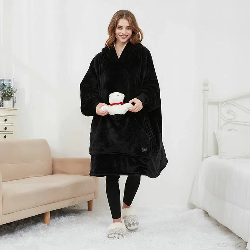 Podgrzewana bluza-koc USB – Przytulny Wearable flanela ciepło