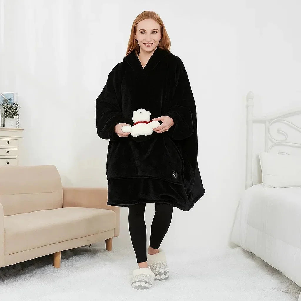 Podgrzewana bluza-koc USB – Przytulny Wearable flanela ciepło