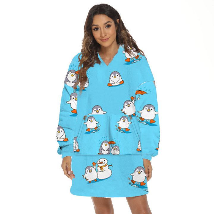 Flanelowa bluza-koc oversize z kapturem
