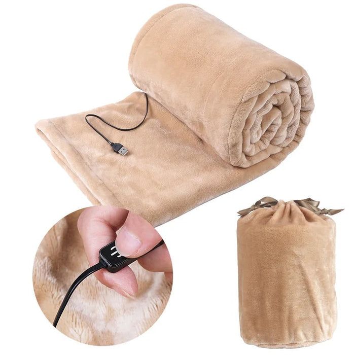 Otulena™ Pluszowy koc grzewczy USB z polaru z workiem
