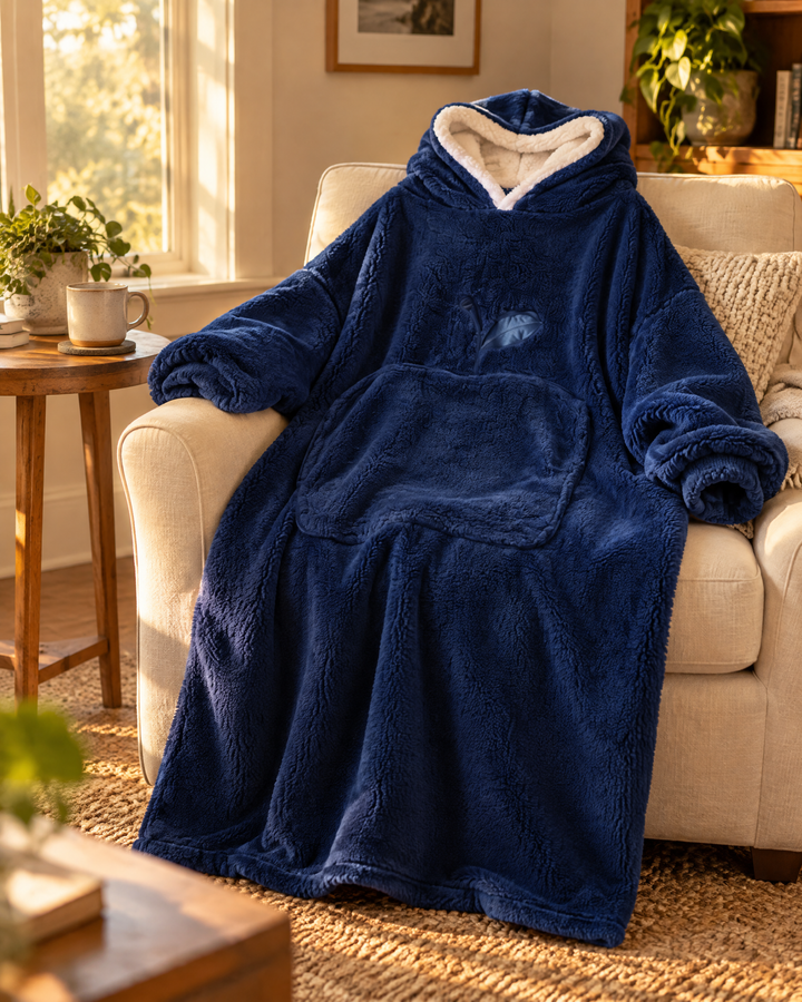 Extra długa bluza-koc z podszewką sherpa i dużą kieszenią