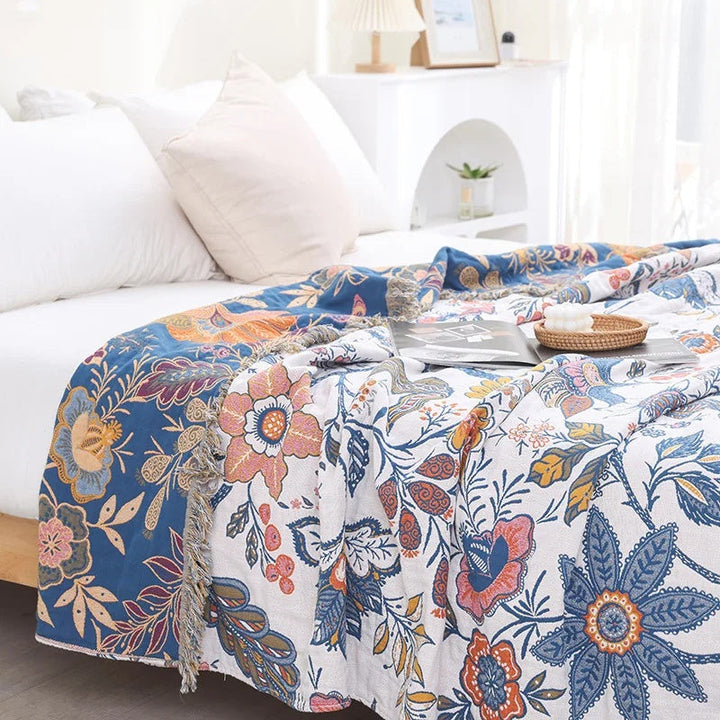 Rustic Artistic Floral 100% Cotton Blanket