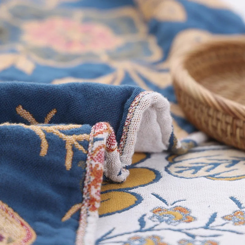 Rustic Artistic Floral 100% Cotton Blanket