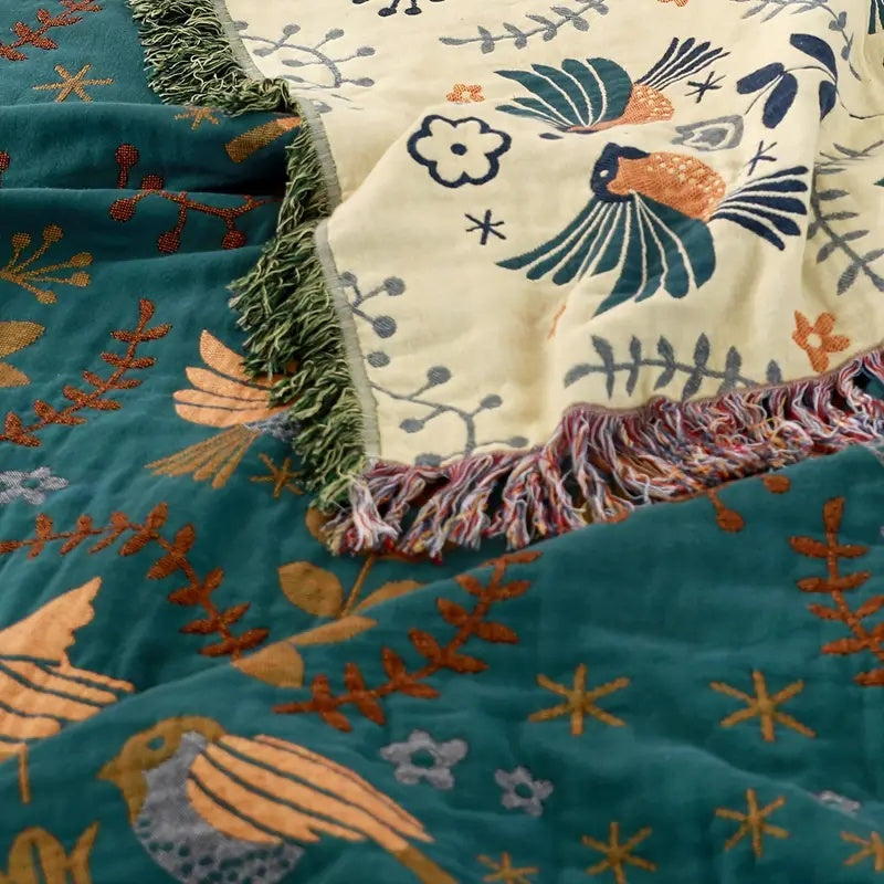 Elegancki Teal &amp; kremowy dwustronny dekoracyjny koc