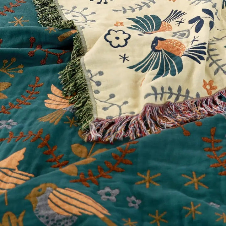 Elegancki Teal &amp; kremowy dwustronny dekoracyjny koc