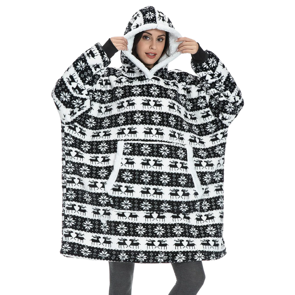 Ogromny bluza-bluza-koc z kapturem