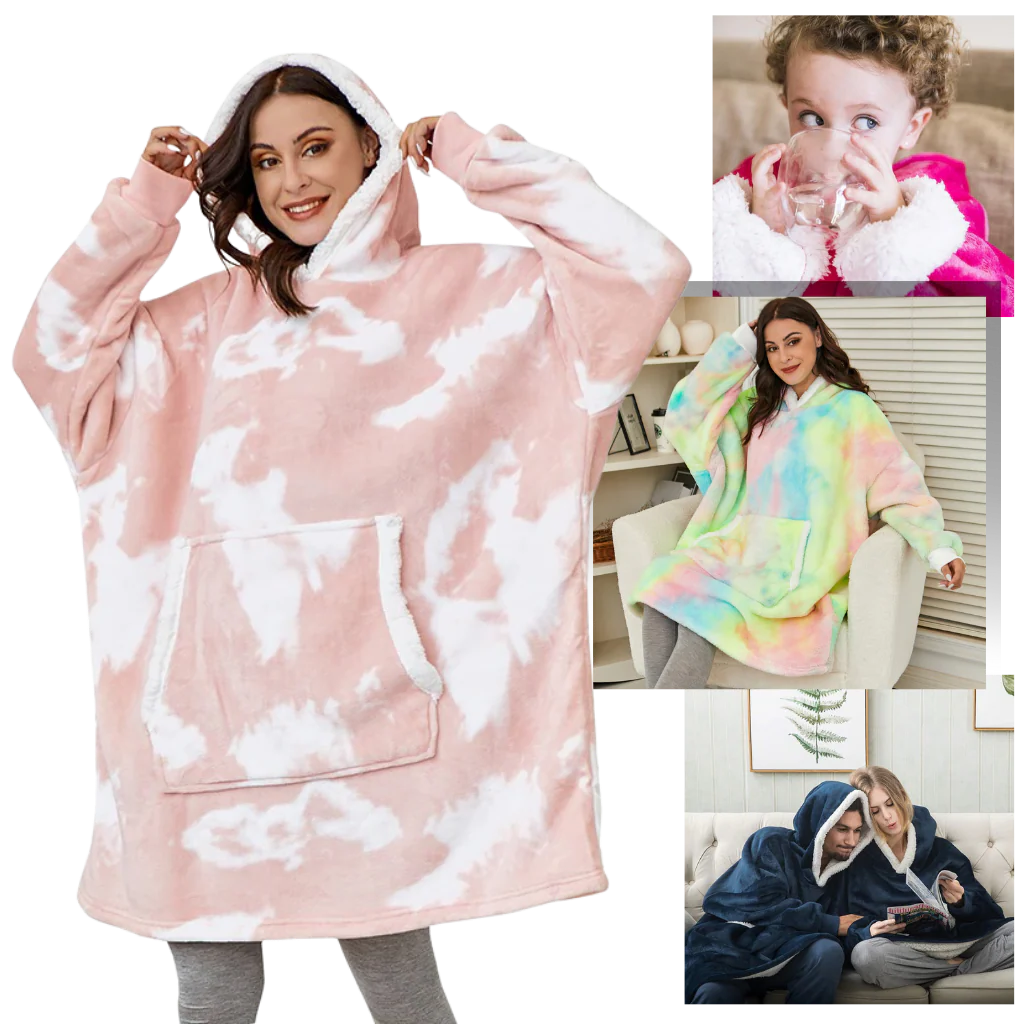 Ogromny bluza-bluza-koc z kapturem