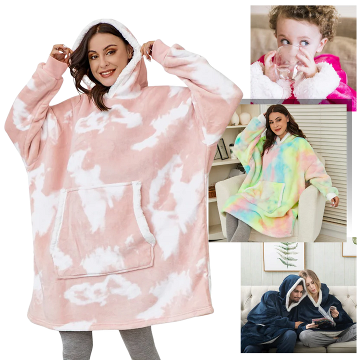 Ogromny bluza-bluza-koc z kapturem