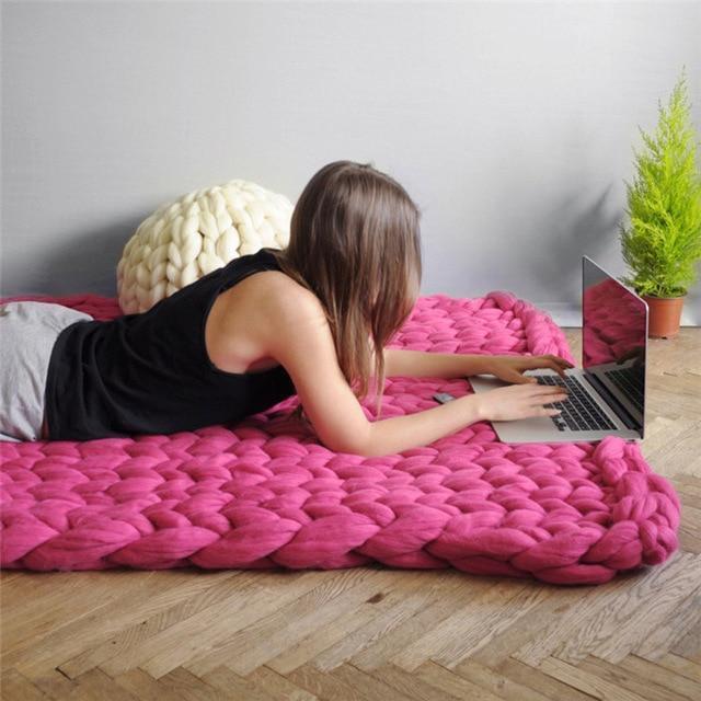 Ręcznie wykonany gruby splot koc Comfy &amp; ciepły - 80 x100 cm