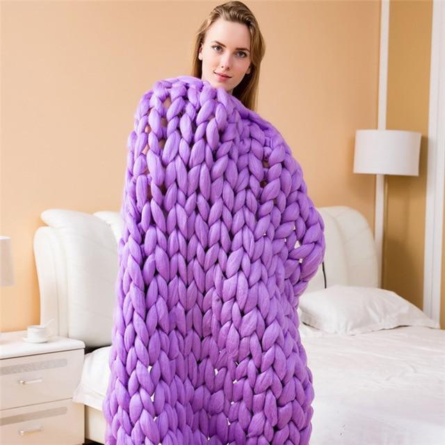 Ręcznie wykonany gruby splot koc Comfy &amp; ciepły - 80 x100 cm