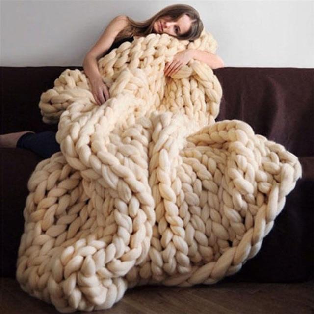 Ręcznie wykonany gruby splot koc Comfy &amp; ciepły - 80 x100 cm