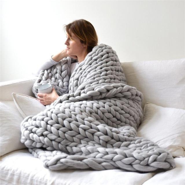 Ręcznie wykonany gruby splot koc Comfy &amp; ciepły - 80 x100 cm