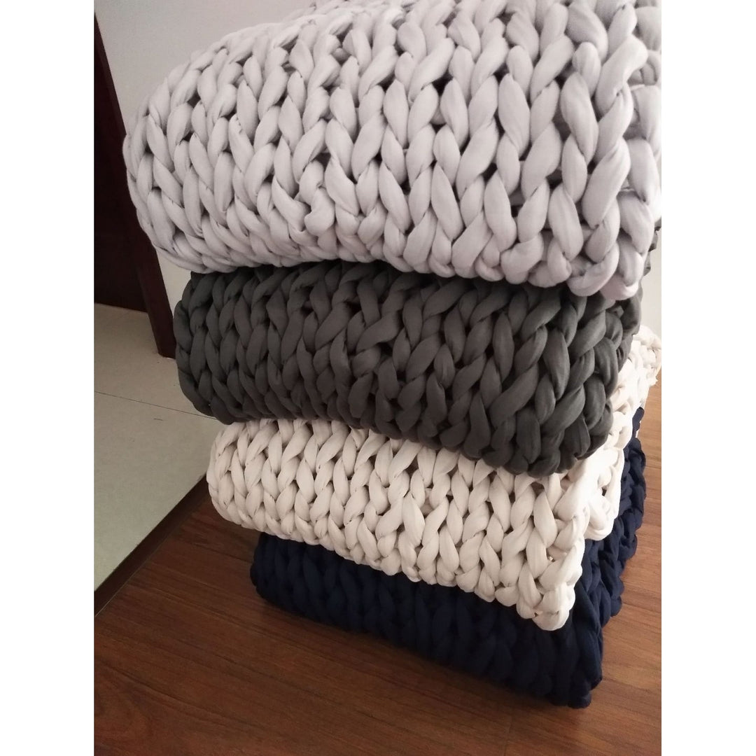 Koc narzutowy obciążeniowy gruby splot z Hand-tkany tekstura i Braided Edges tkany