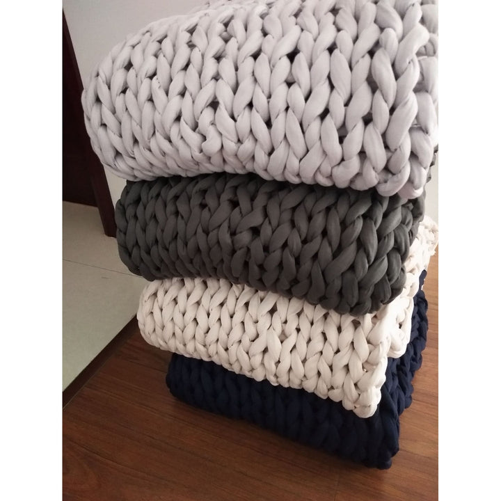 Koc narzutowy obciążeniowy gruby splot z Hand-tkany tekstura i Braided Edges tkany