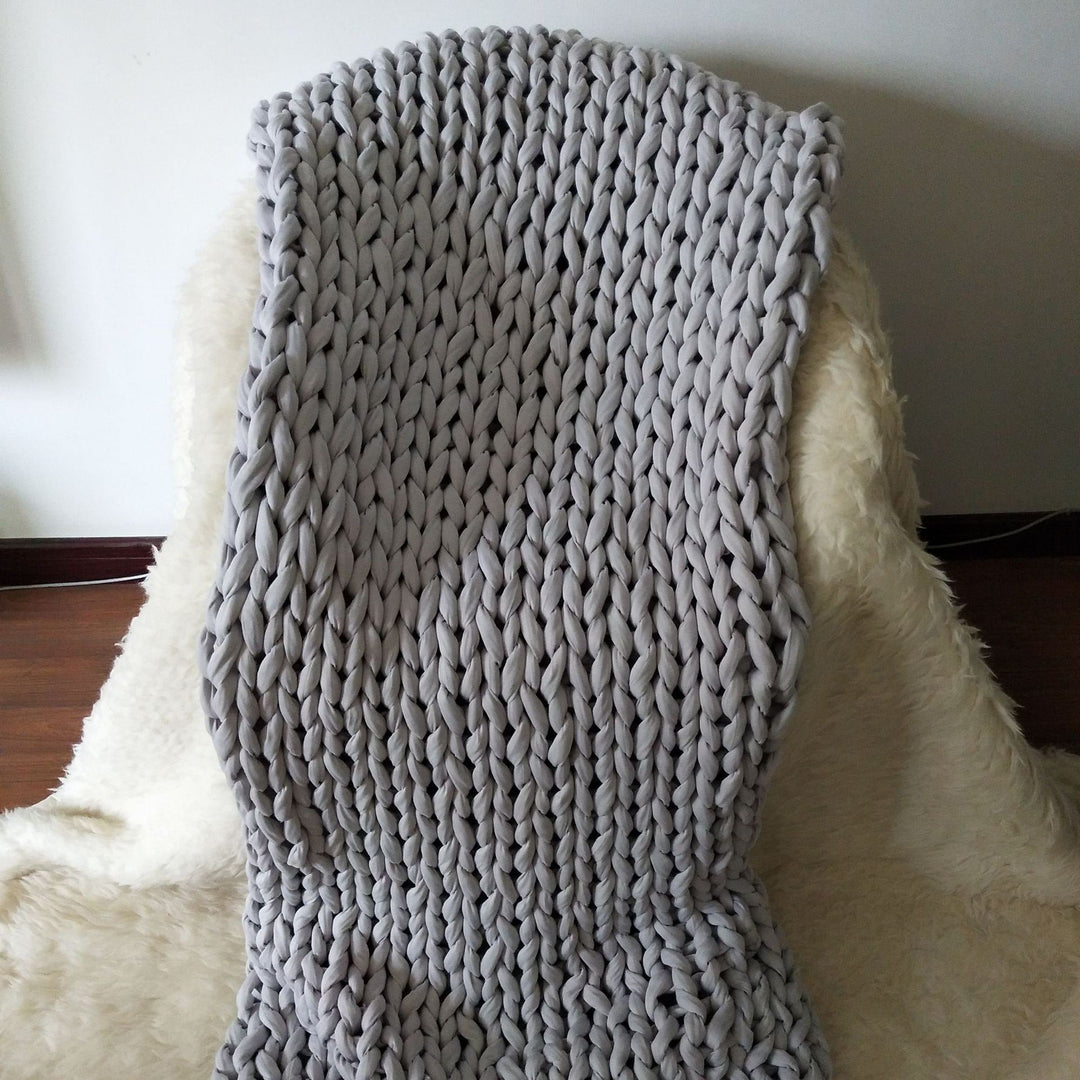 Koc narzutowy obciążeniowy gruby splot z Hand-tkany tekstura i Braided Edges tkany