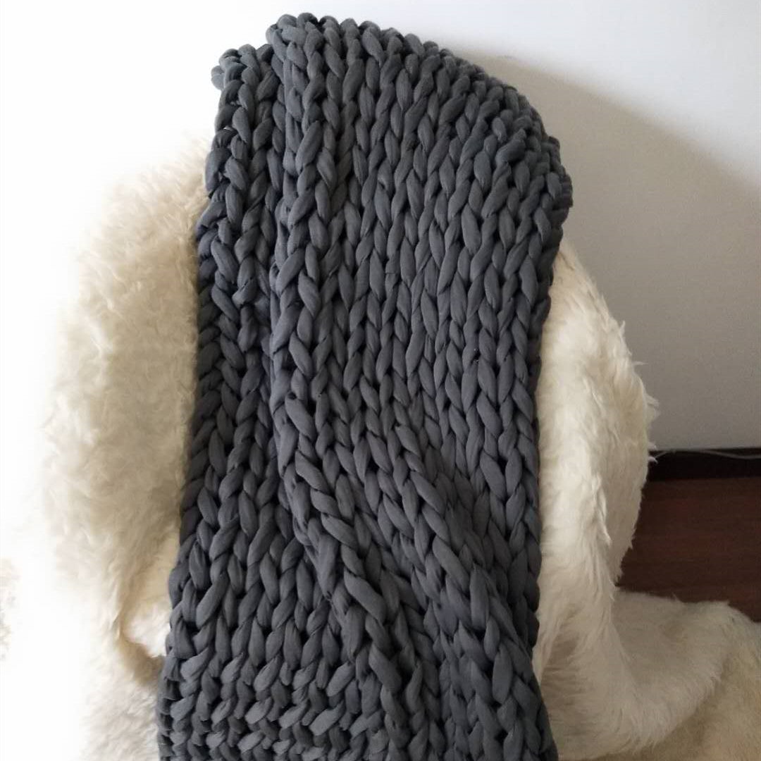 Koc narzutowy obciążeniowy gruby splot z Hand-tkany tekstura i Braided Edges tkany
