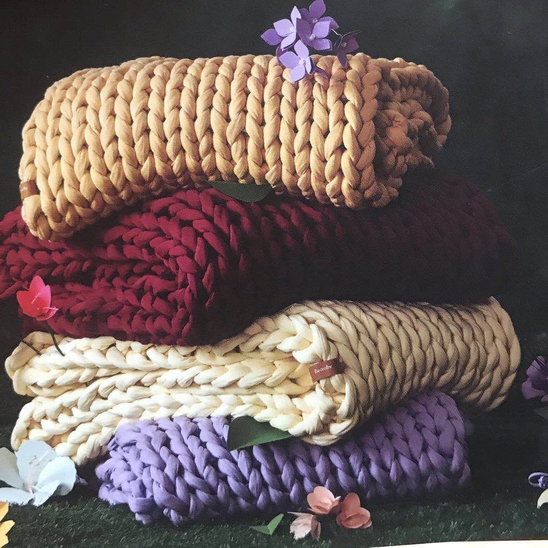 Koc narzutowy obciążeniowy gruby splot z Hand-tkany tekstura i Braided Edges tkany