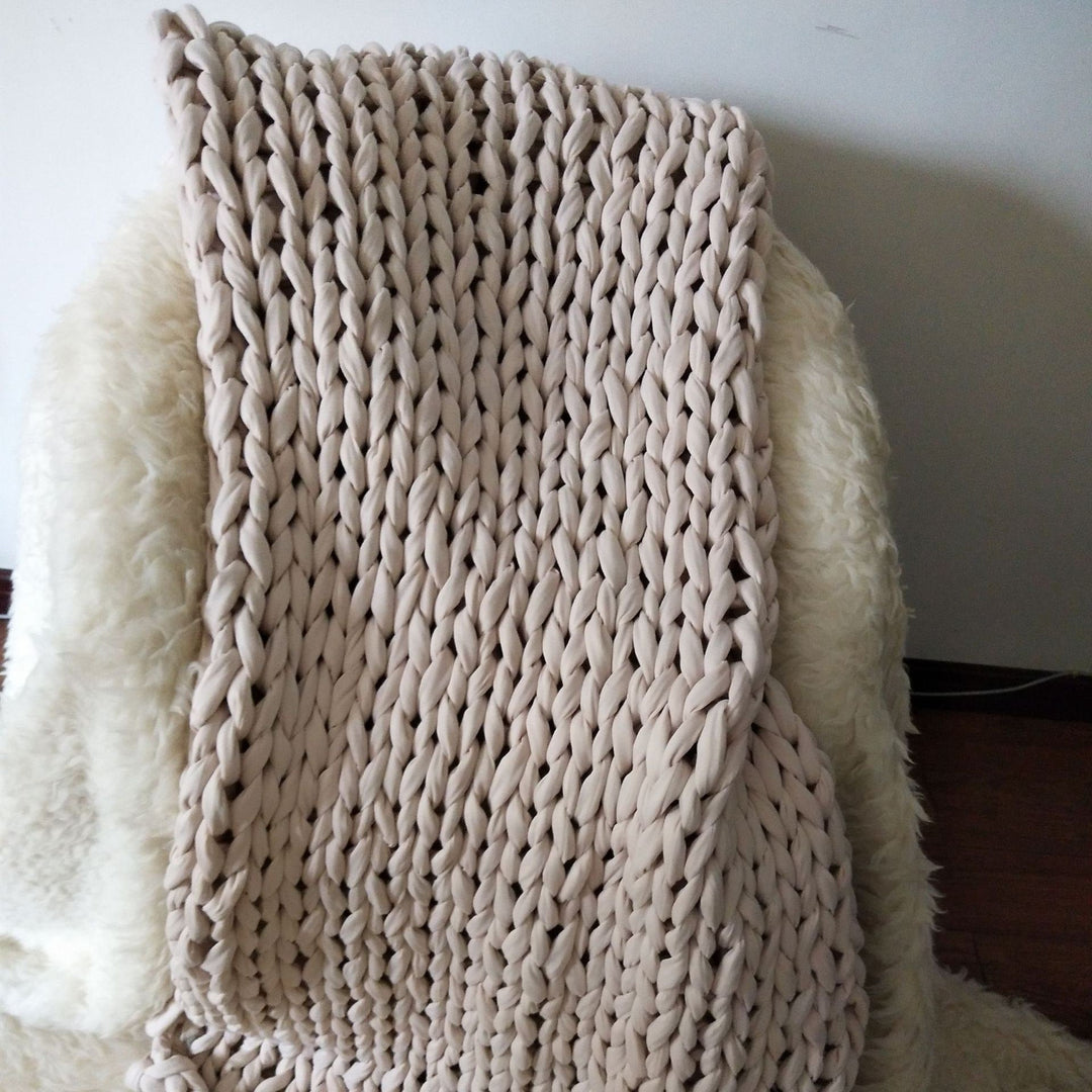 Koc narzutowy obciążeniowy gruby splot z Hand-tkany tekstura i Braided Edges tkany