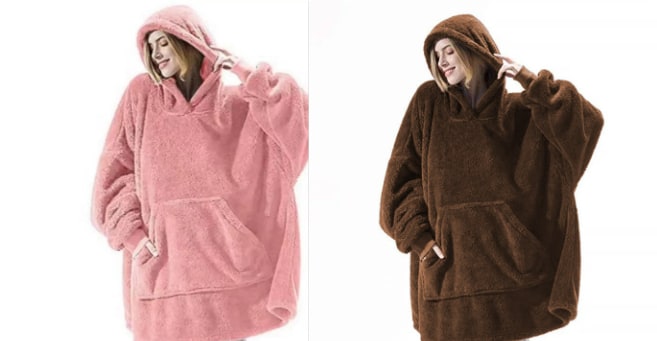 Bluza-koc do noszenia z polar oversize i kieszeń kangurka