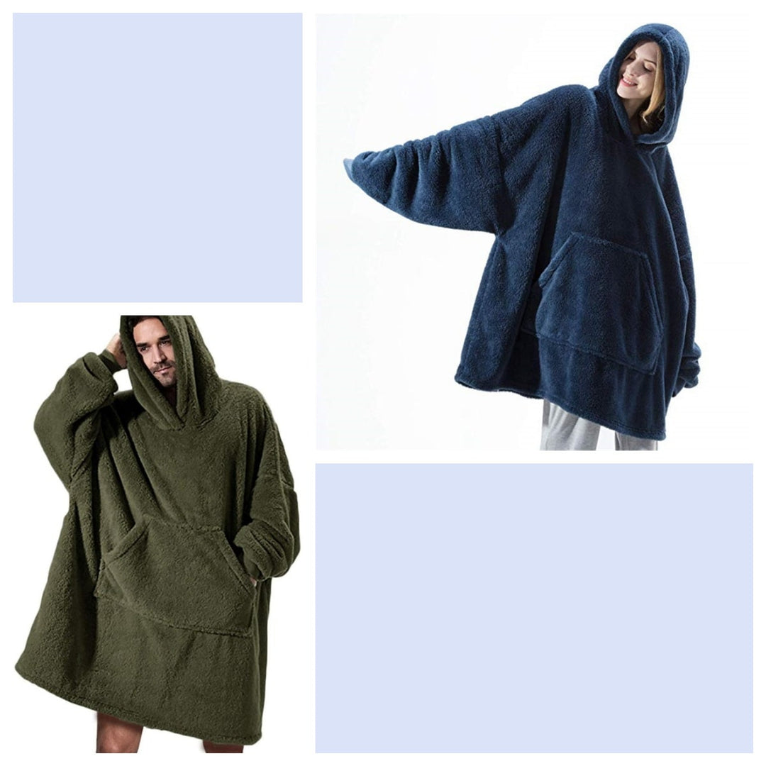 Bluza-koc do noszenia z polar oversize i kieszeń kangurka