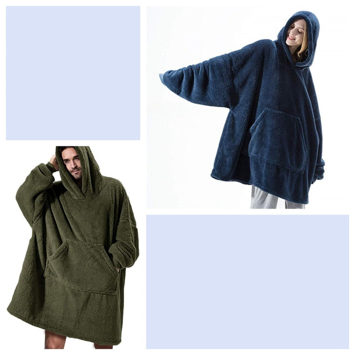 Bluza-koc do noszenia z polar oversize i kieszeń kangurka