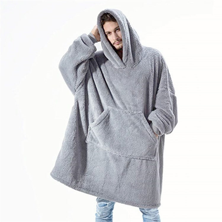 Bluza-koc do noszenia z polar oversize i kieszeń kangurka