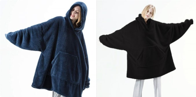 Bluza-koc do noszenia z polar oversize i kieszeń kangurka