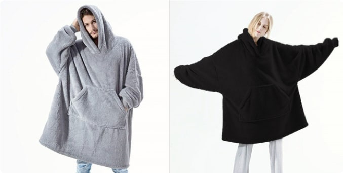 Bluza-koc do noszenia z polar oversize i kieszeń kangurka