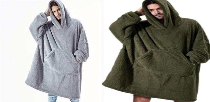 Bluza-koc do noszenia z polar oversize i kieszeń kangurka