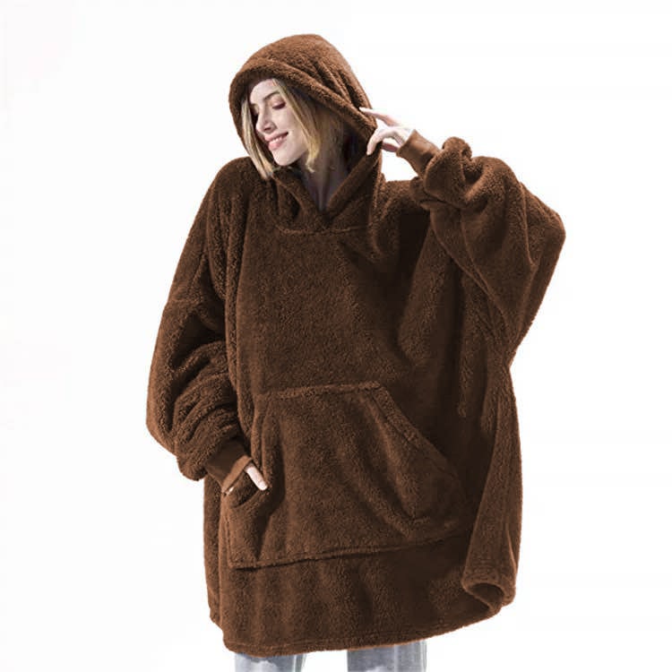Bluza-koc do noszenia z polar oversize i kieszeń kangurka