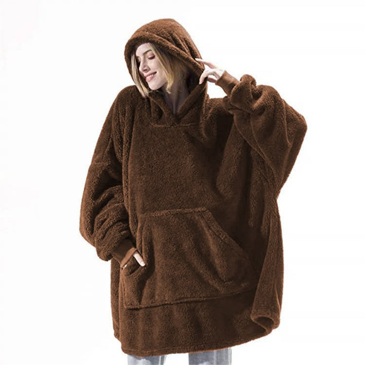 Bluza-koc do noszenia z polar oversize i kieszeń kangurka