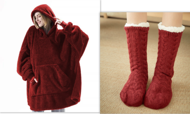 Bluza-koc do noszenia z polar oversize i kieszeń kangurka