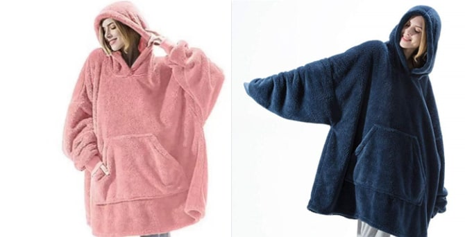 Bluza-koc do noszenia z polar oversize i kieszeń kangurka