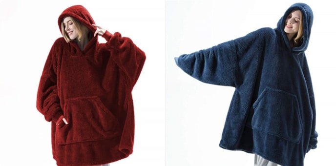Bluza-koc do noszenia z polar oversize i kieszeń kangurka