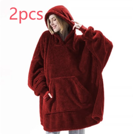 Bluza-koc do noszenia z polar oversize i kieszeń kangurka