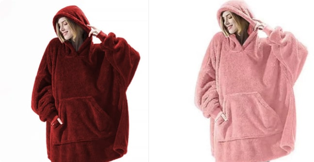 Bluza-koc do noszenia z polar oversize i kieszeń kangurka