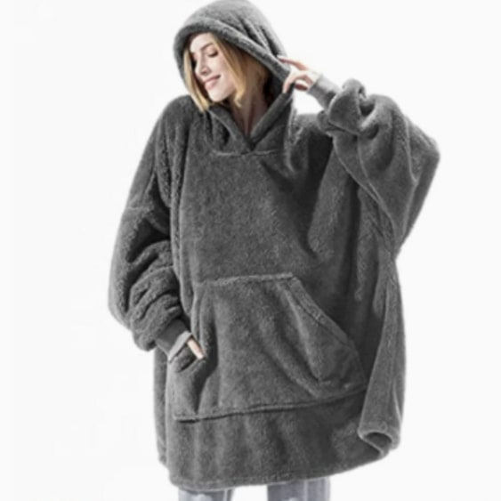 Bluza-koc do noszenia z polar oversize i kieszeń kangurka