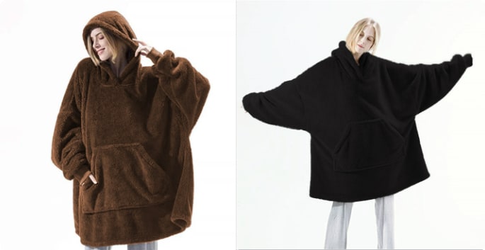 Bluza-koc do noszenia z polar oversize i kieszeń kangurka