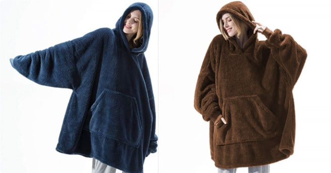 Bluza-koc do noszenia z polar oversize i kieszeń kangurka