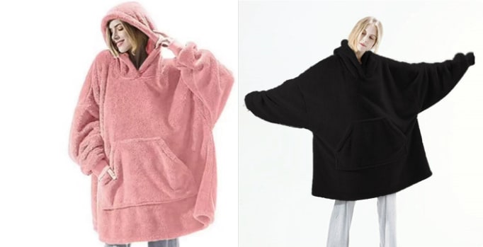 Bluza-koc do noszenia z polar oversize i kieszeń kangurka