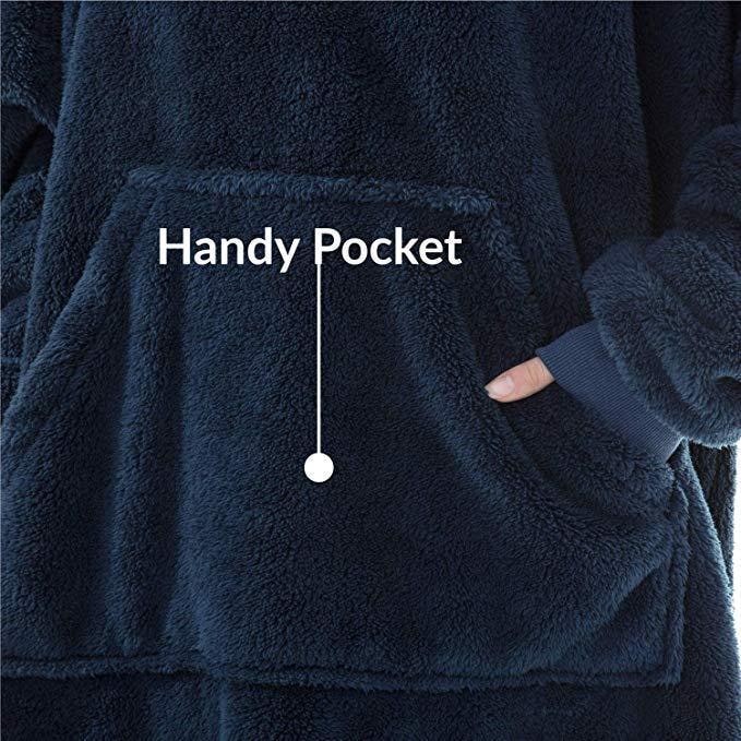 Bluza-koc do noszenia z polar oversize i kieszeń kangurka