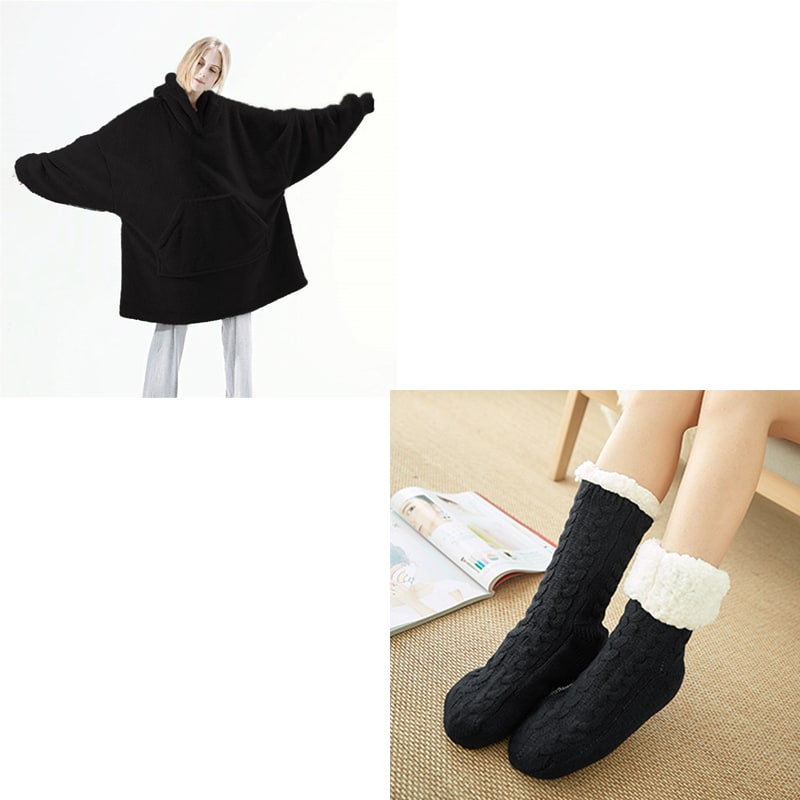Bluza-koc do noszenia z polar oversize i kieszeń kangurka