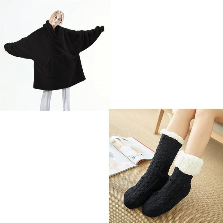 Bluza-koc do noszenia z polar oversize i kieszeń kangurka