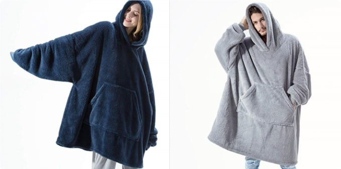 Bluza-koc do noszenia z polar oversize i kieszeń kangurka