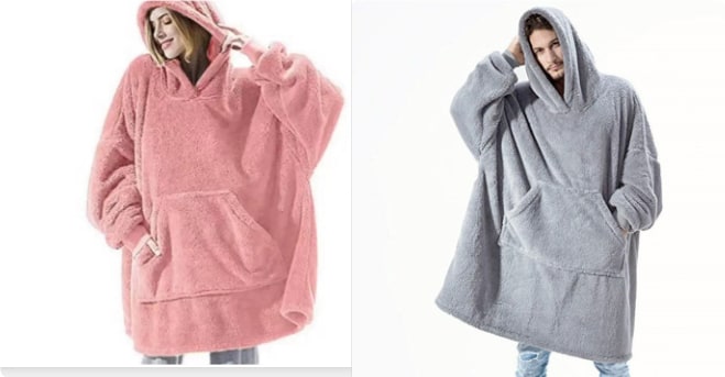 Bluza-koc do noszenia z polar oversize i kieszeń kangurka
