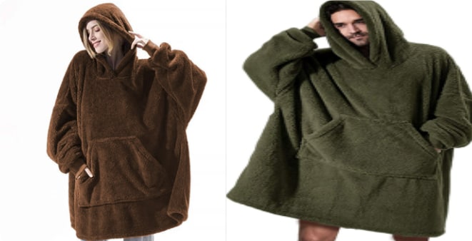 Bluza-koc do noszenia z polar oversize i kieszeń kangurka