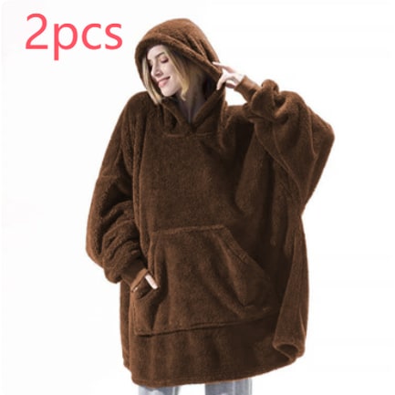 Bluza-koc do noszenia z polar oversize i kieszeń kangurka