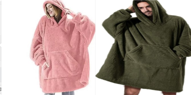 Bluza-koc do noszenia z polar oversize i kieszeń kangurka