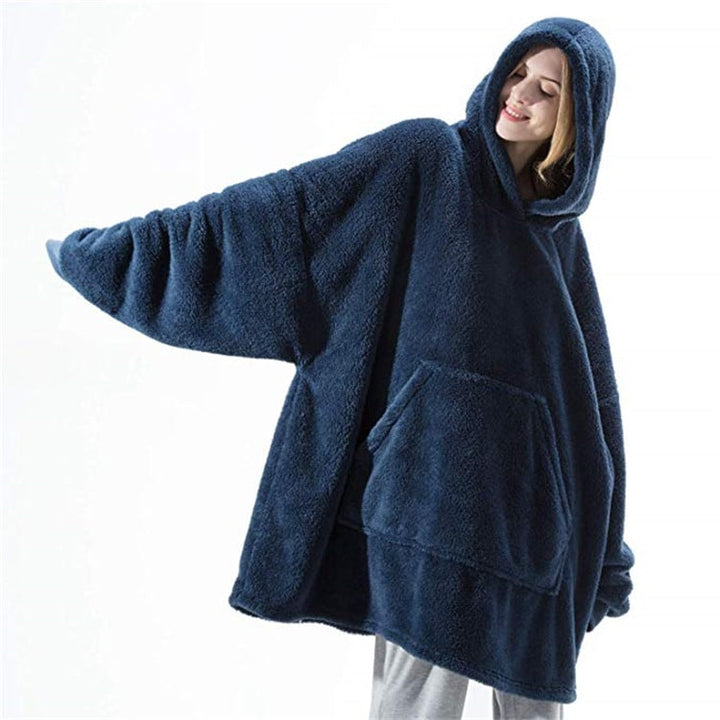 Bluza-koc do noszenia z polar oversize i kieszeń kangurka